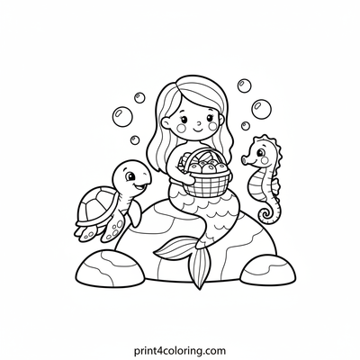 Mermaid's Underwater Picnic Party! - free printable coloring page