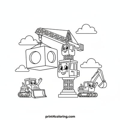Friendly Crane's Gigantic Toy Block Adventure - free printable coloring page