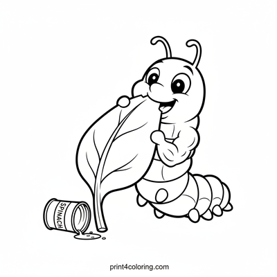 The Mighty Munching Caterpillar's Spinach Feast! - free printable coloring page