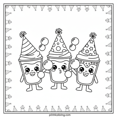 Milkshake's Silly Hat Party - free printable coloring page
