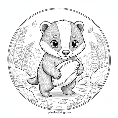 Badger's Big Rugby Adventure - free printable coloring page