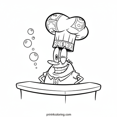 Mr. Krabs' Towering Money Hat Masterpiece! - free printable coloring page