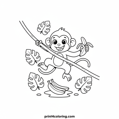 Smiling Monkey's Banana Feast