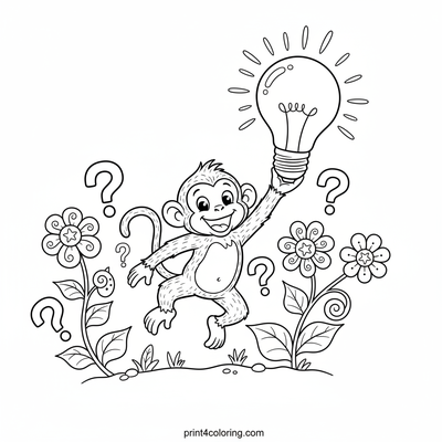Monkey's Magical Idea Garden - free printable coloring page