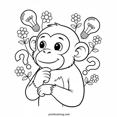 Monkey's Brilliant Idea Garden - free printable coloring page