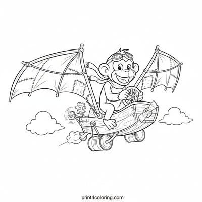 Inventor Monkey's Sky-High Adventure! - free printable coloring page