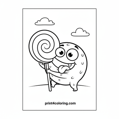 Sweet Struggle: The Monster's Giant Lollipop - free printable coloring page