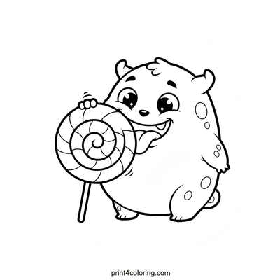 Silly Monster's Giant Lollipop Challenge - free printable coloring page