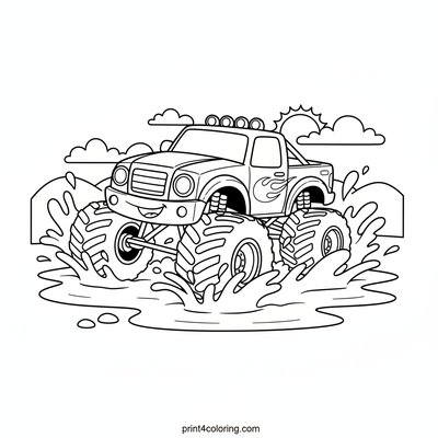 Roaring Monster Truck Mud Blast! - free printable coloring page