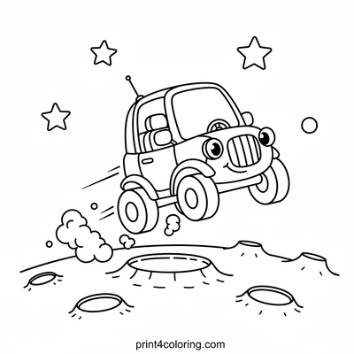 Moon Buggy's Big Leap - free printable coloring page