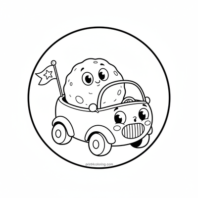 Lunar Ride with Rocky the Pet Rock - free printable coloring page