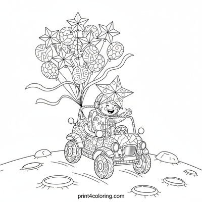 Moon Buggy's Zero-G Party Parade - free printable coloring page