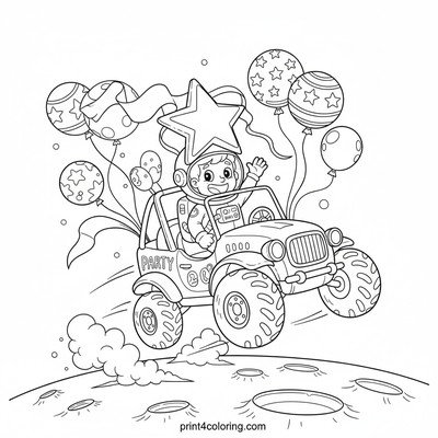 Lunar Laughter: Zero-G Party Parade - free printable coloring page