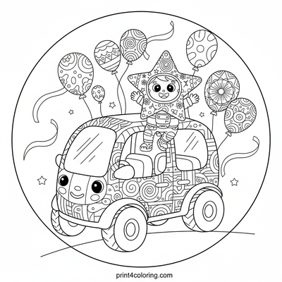 Moon Buggy's Zero-G Party Parade - free printable coloring page