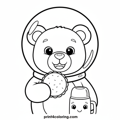 Teddy Bear's Moon Buggy Picnic - free printable coloring page