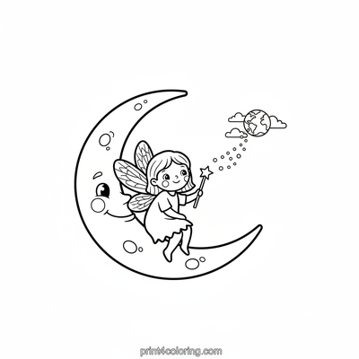 Sparkling Moon Fairy's Wish - free printable coloring page