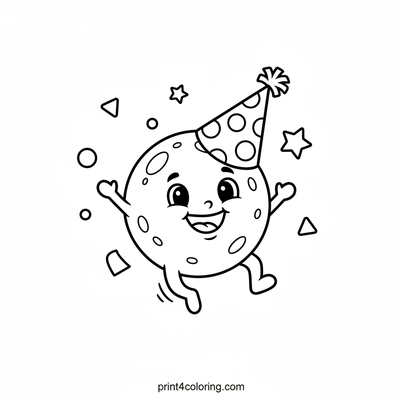 Lunar Laughter: The Moon's Silly Hat Party - free printable coloring page