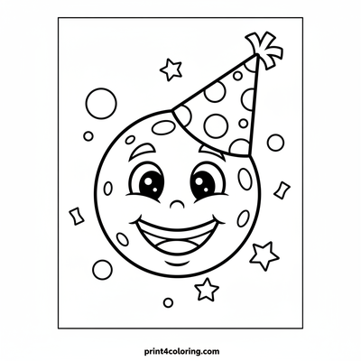 Smiling Moon's Silly Party Hat - free printable coloring page