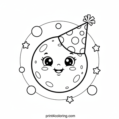 Silly Moon's Party Hat - free printable coloring page