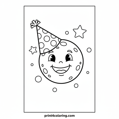 Smiling Moon's Silly Party Hat - free printable coloring page