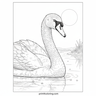 Enchanted Moonlight Swan - free printable coloring page