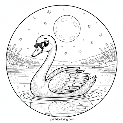 Graceful Moonlight Swan on a Starlit Lake