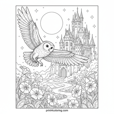 Enchanted Moonlit Castle Gardens - free printable coloring page
