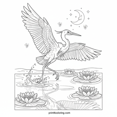 Moonlit Heron's Pond: Firefly Dance