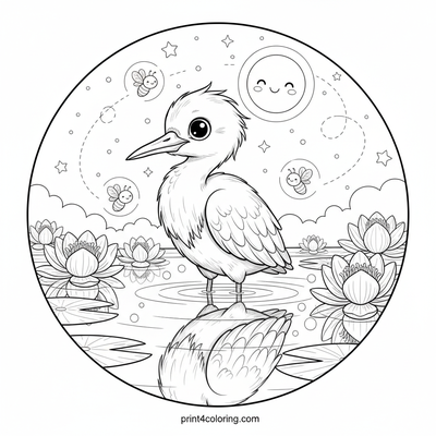 Moonlit Heron's Gentle Glow