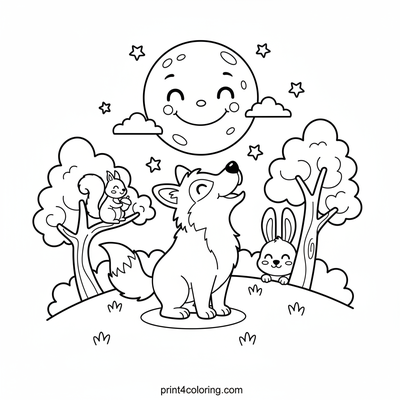 Moonlit Howl-a-Long Party! - free printable coloring page