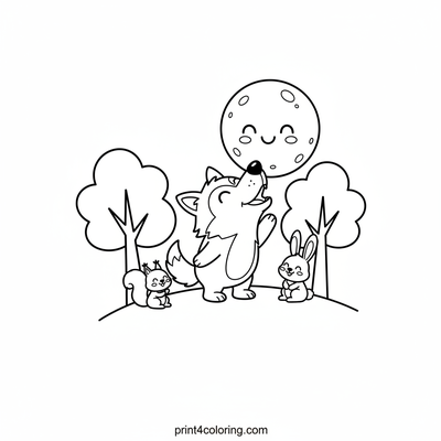 Moonlit Howl-a-Long Party - free printable coloring page
