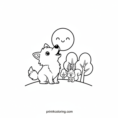 Moonlit Howl-a-Long with Forest Friends - free printable coloring page