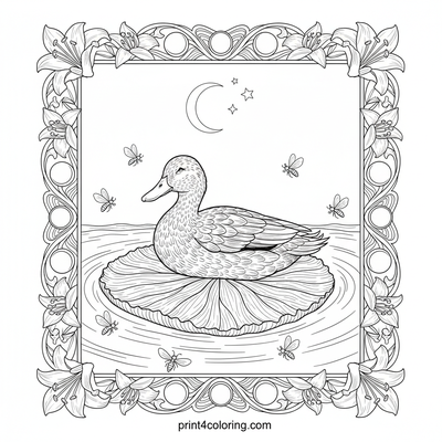 Moonlit Lily Pad Dream Duck