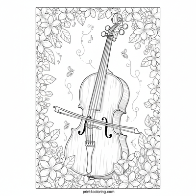 Enchanted Cello Under Moonlight - free printable coloring page