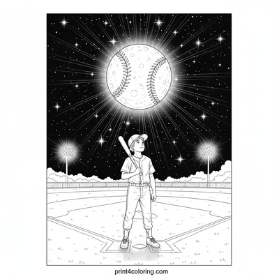 Midnight Baseball Dream - free printable coloring page