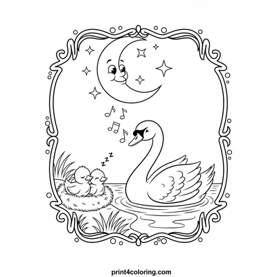 Sweet Dreams Swan Serenade - free printable coloring page