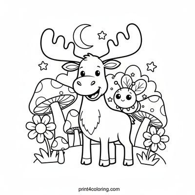 Moose's Magical Forest Friend - free printable coloring page