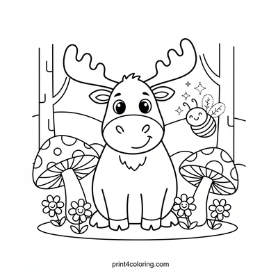 Moose's Magical Forest Friend - free printable coloring page