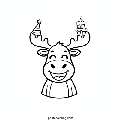 Giggling Moose's Cupcake Party - free printable coloring page