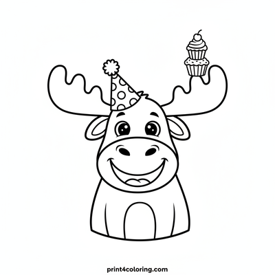 Moose's Giggle & Cupcake Wobble - free printable coloring page