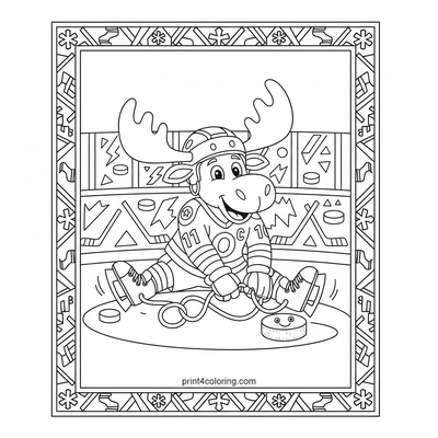 Antlered Athlete's Icy Tangle - free printable coloring page
