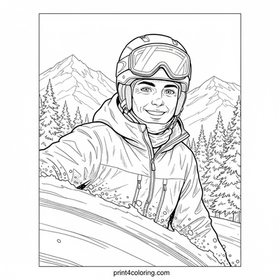 Epic Snowboarder's Mountain Carve - free printable coloring page