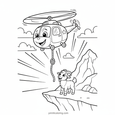 High-Flying Hero: Mountain Goat Rescue! - free printable coloring page