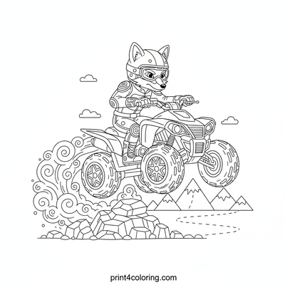 Epic Mountain Quad Leap - free printable coloring page