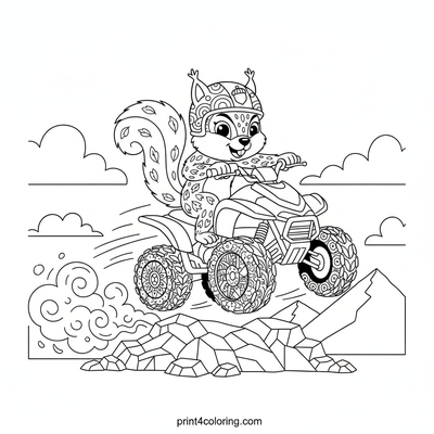 Epic Mountain Quad Leap! - free printable coloring page