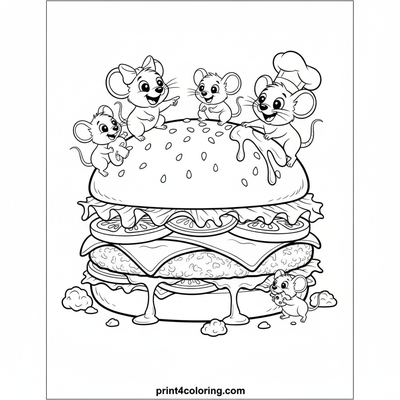 The Great Mouse Burger Adventure - free printable coloring page