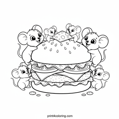 The Great Mouse Family Burger Feast! - free printable coloring page