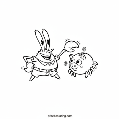 Mr. Krabs' Lucky Penny Pal - free printable coloring page