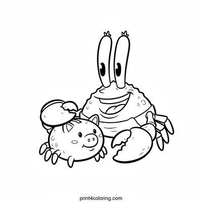 Mr. Krabs' Happy Savings Adventure - free printable coloring page