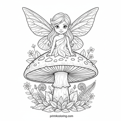 Enchanted Mushroom Home Fairy - free printable coloring page